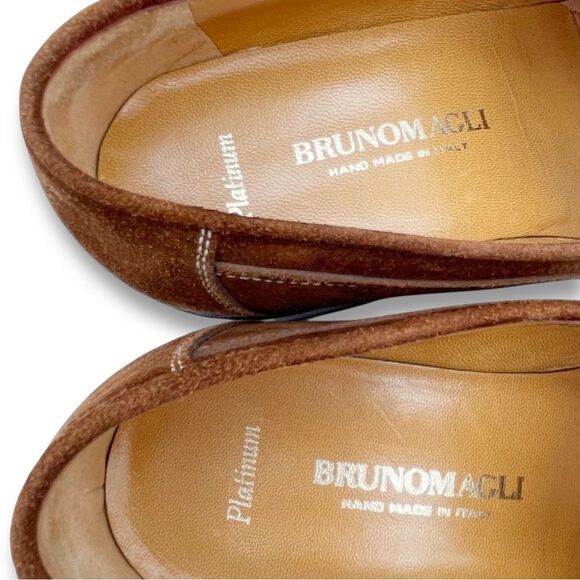 Bruno Magli Cipro Brown Suede Penny Loafers Mens Sz 7.5 Italy Classic Dress Shoe main image 9